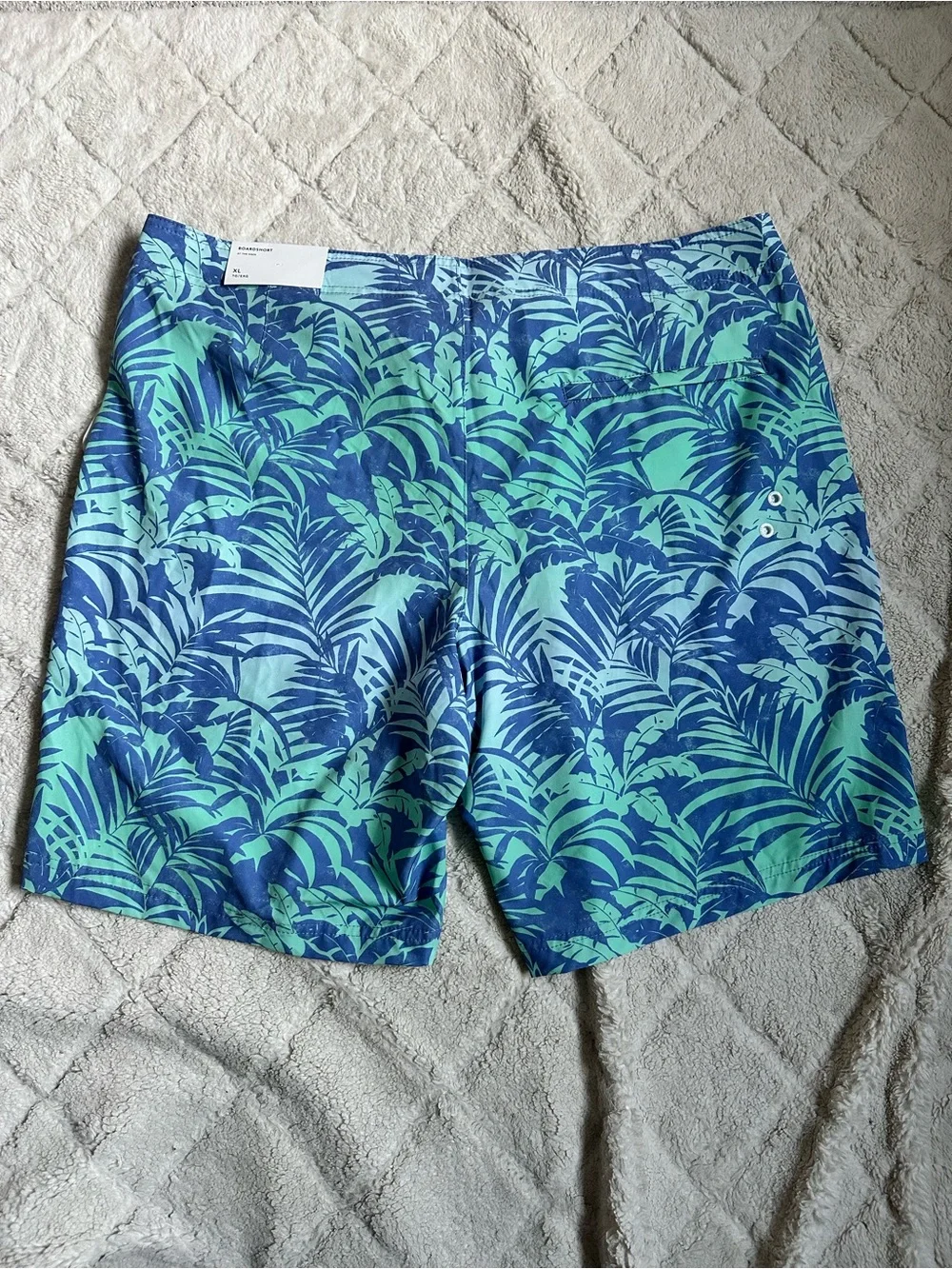 American Eagle | Blue and Green Palm Tree Print Boardshorts | Size Extra Large